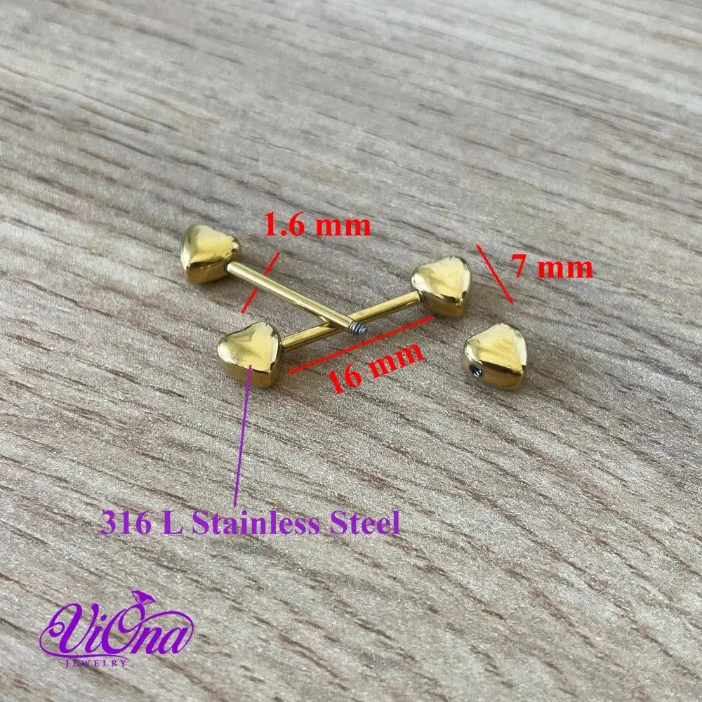 14G Heart Nipple Piercing – Stainless Steel Rust-Free | Viona
