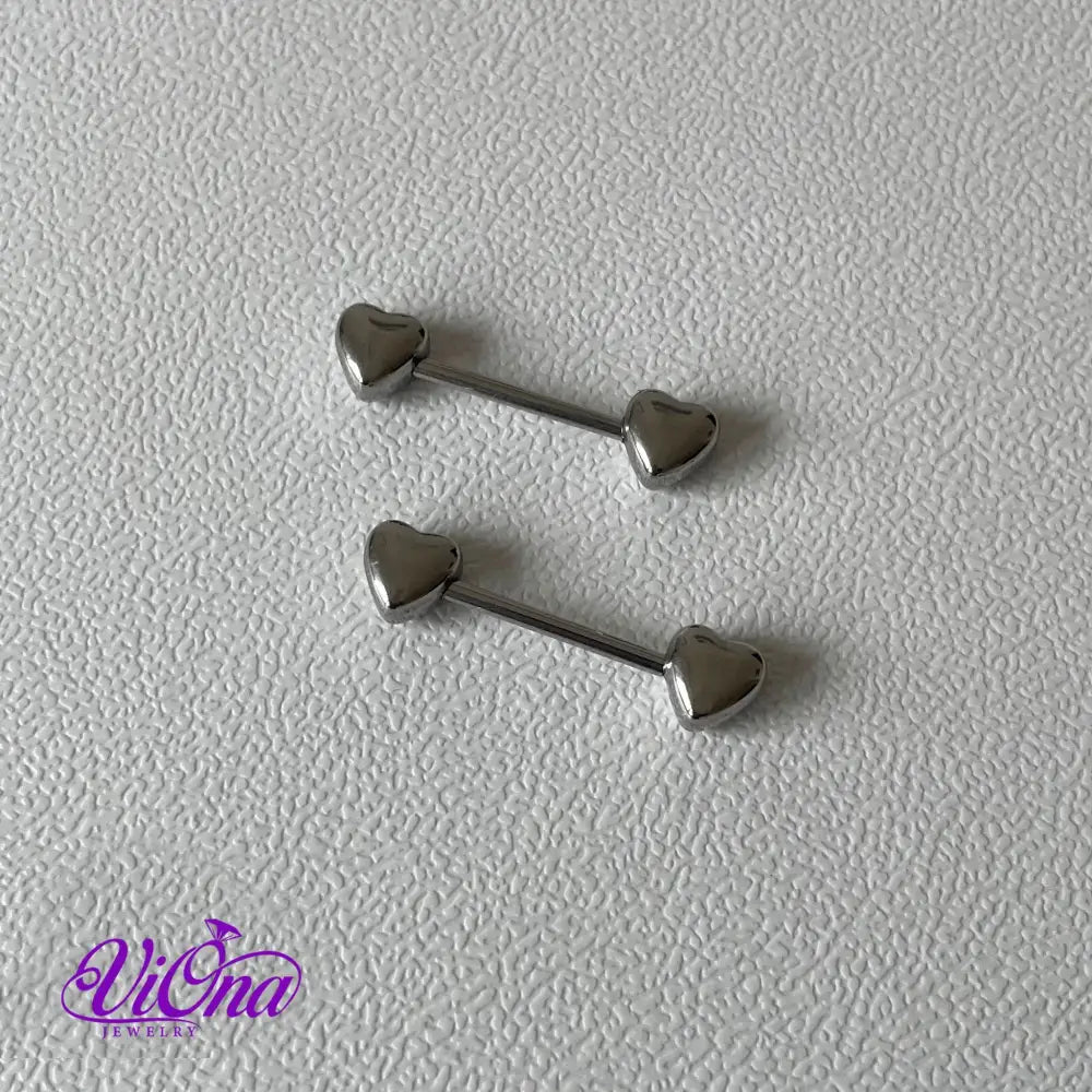 14G Heart Nipple Piercing – Stainless Steel Rust-Free | Viona - Silver