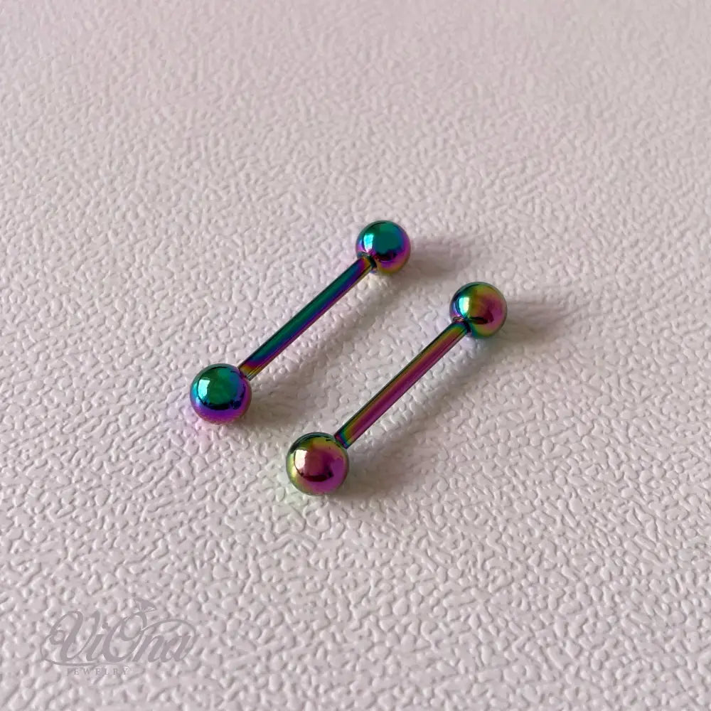 14G Barbell Nipple Piercing Pair – 316L Steel 5 Colors | Viona